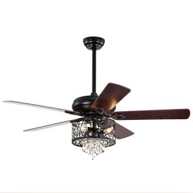 Crystal Chandelier Ceiling Fan with Lights Remote Control