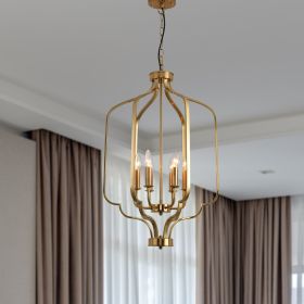 Modern American luxury plated gold chandelier iron gold 6 bulbs, excluding bulbs.