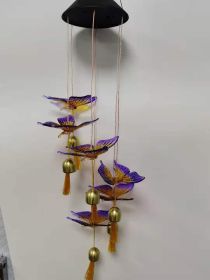 Color Changing Solar Power Wind Chime Crystal Ball Hummingbird Butterfly Waterproof Outdoor Windchime Light For Patio Yard Garde (Option: Purple butterfly-1pc)