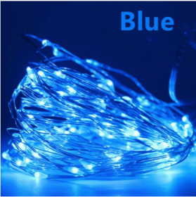 1-10M Led String Light Copper Wire Holiday Lighting Fairy Light Garland Battery Operation For Christmas Tree Wedding Party Decor (Option: Blue-2m20 lights-Button Battery)