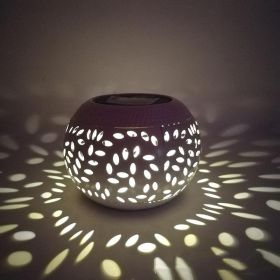 Outdoor Wrought Iron Solar Hollow Lawn Lamp Garden Ornament (Color: )