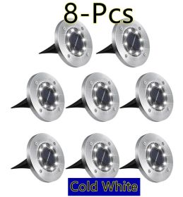 1-16 Pcs LED Solar Power Flat Buried Light In-Ground Lamp Outdoor Path Garden (Option: 8Pcs-Cold Light)
