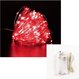 1-10M Led String Light Copper Wire Holiday Lighting Fairy Light Garland Battery Operation For Christmas Tree Wedding Party Decor (Option: Red-5m50 lights-2AA battery box)